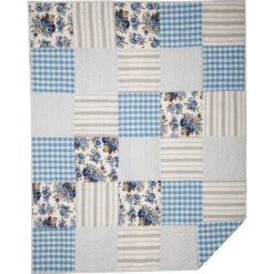 Annie Blue Floral Patch Quilt -Beautiful Decoration Annie Blue Floral Patch Quilt 810055892884 image3 42531.1634896493