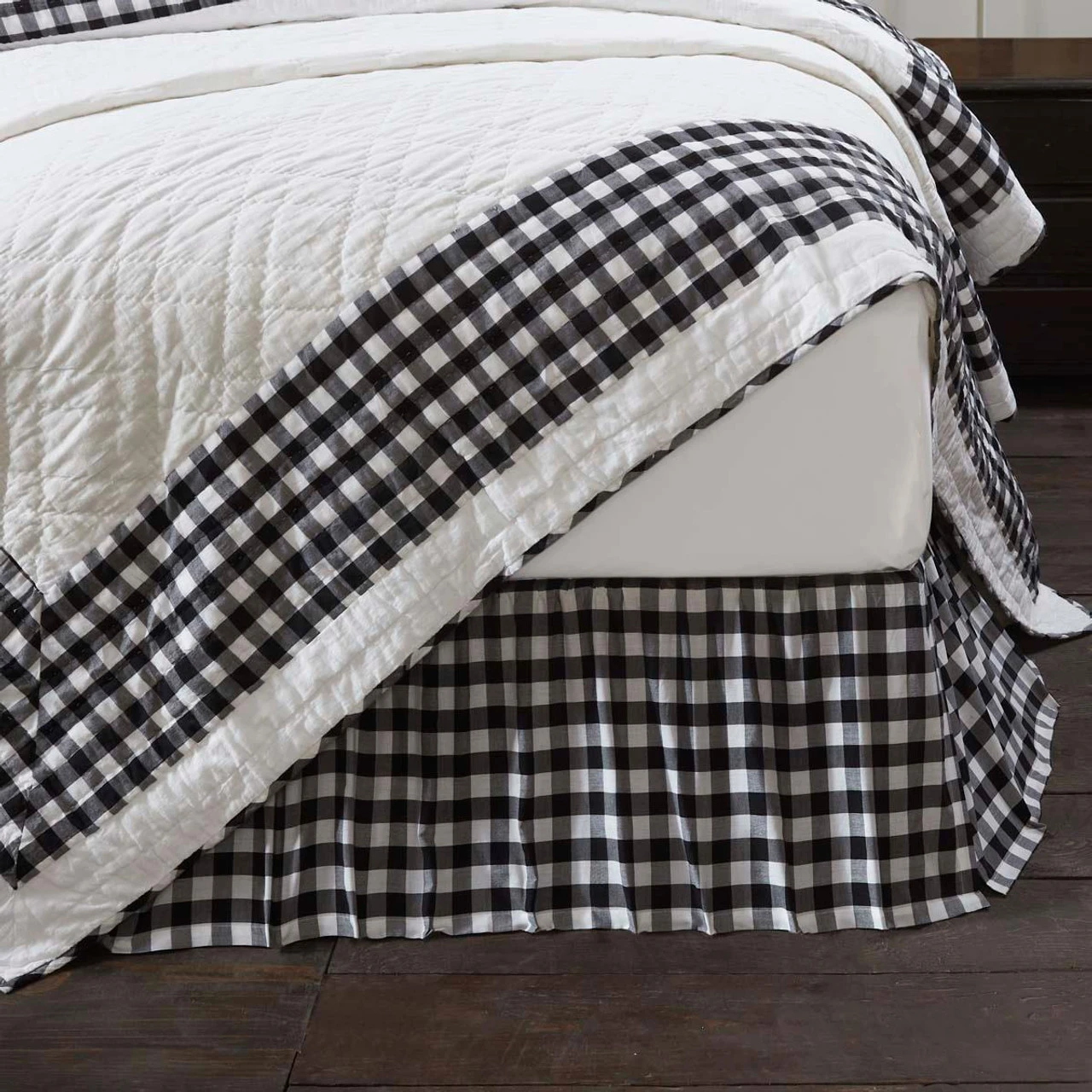Annie Buffalo Check Bed Skirt - Black 1 Annie Buffalo Check Bed Skirt - Black