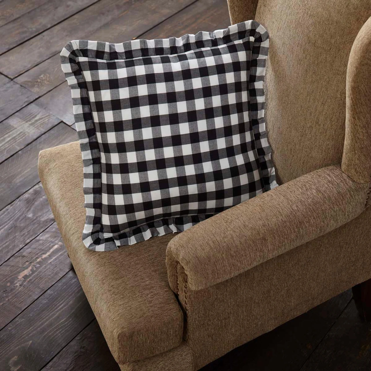 Annie Buffalo Check Black Pillow - 18x18 2 Annie Buffalo Check Black Pillow - 18x18 - Image 2