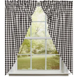 Annie Buffalo Check Black Prairie Gathered Curtains - 72x63