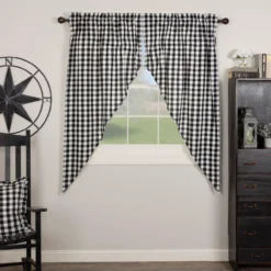 Annie Buffalo Check Black Prairie Gathered Curtains - 72x63 -Beautiful Decoration Annie Buffalo Check Black Prairie Gathered Curtains 72x63 840528164934 image3 08578.1689052386