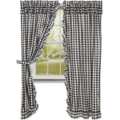 Annie Buffalo Check Black Ruffled Panels - 80x84