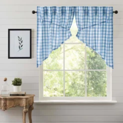 Annie Buffalo Check Blue Prairie Gathered Curtains - 72x36 -Beautiful Decoration Annie Buffalo Check Blue Prairie Gathered Curtains 72x36 810055892662 image3 23318.1681236374