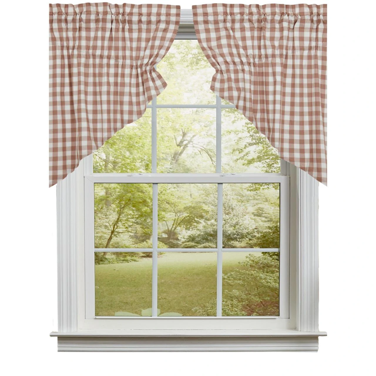 Annie Buffalo Check Portabella Prairie Gathered Curtains - 72x36 1 Annie Buffalo Check Portabella Prairie Gathered Curtains - 72x36