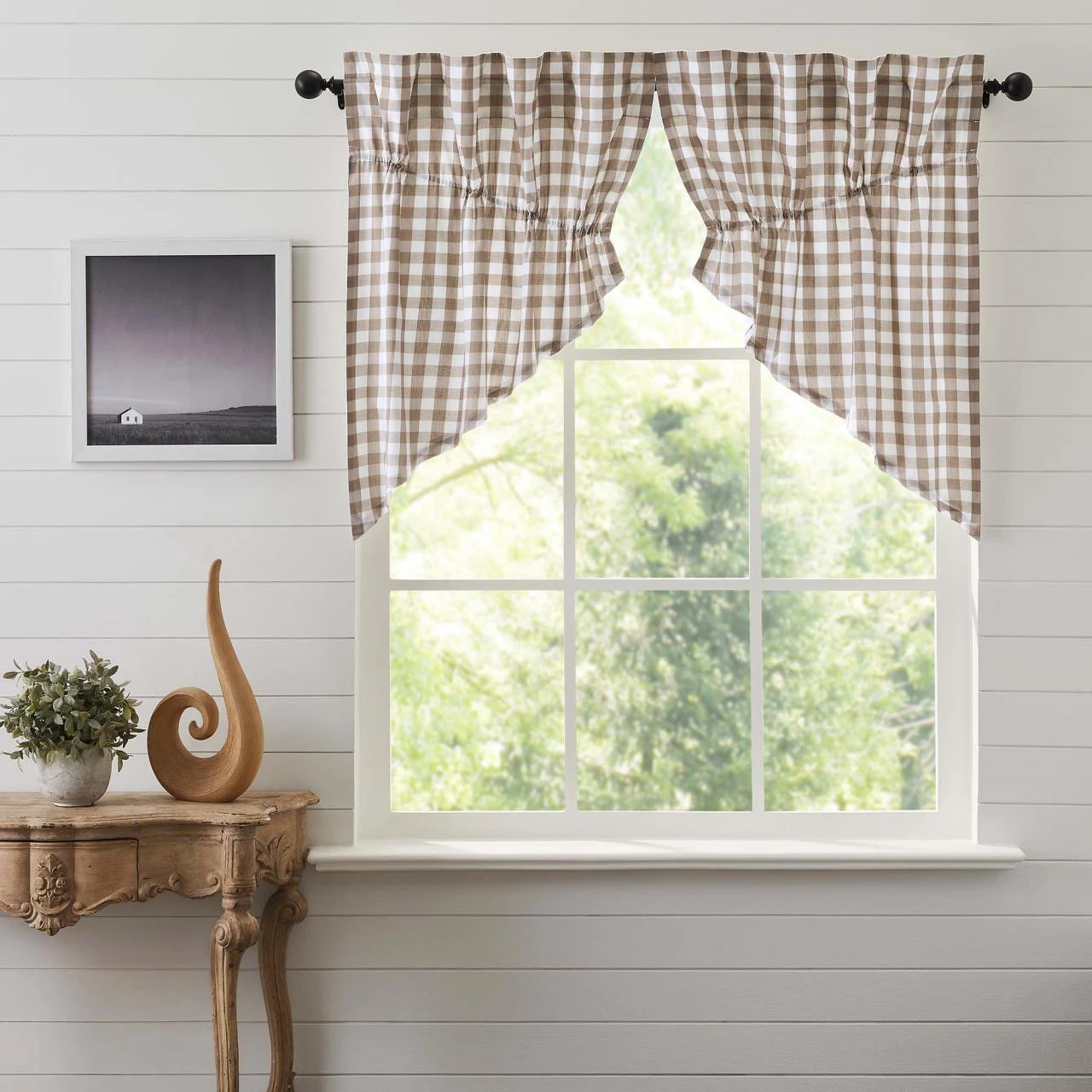 Annie Buffalo Check Portabella Prairie Gathered Curtains - 72x36 3 Annie Buffalo Check Portabella Prairie Gathered Curtains - 72x36 - Image 3