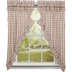 Annie Buffalo Check Portabella Prairie Gathered Curtains - Ruffled 72x63