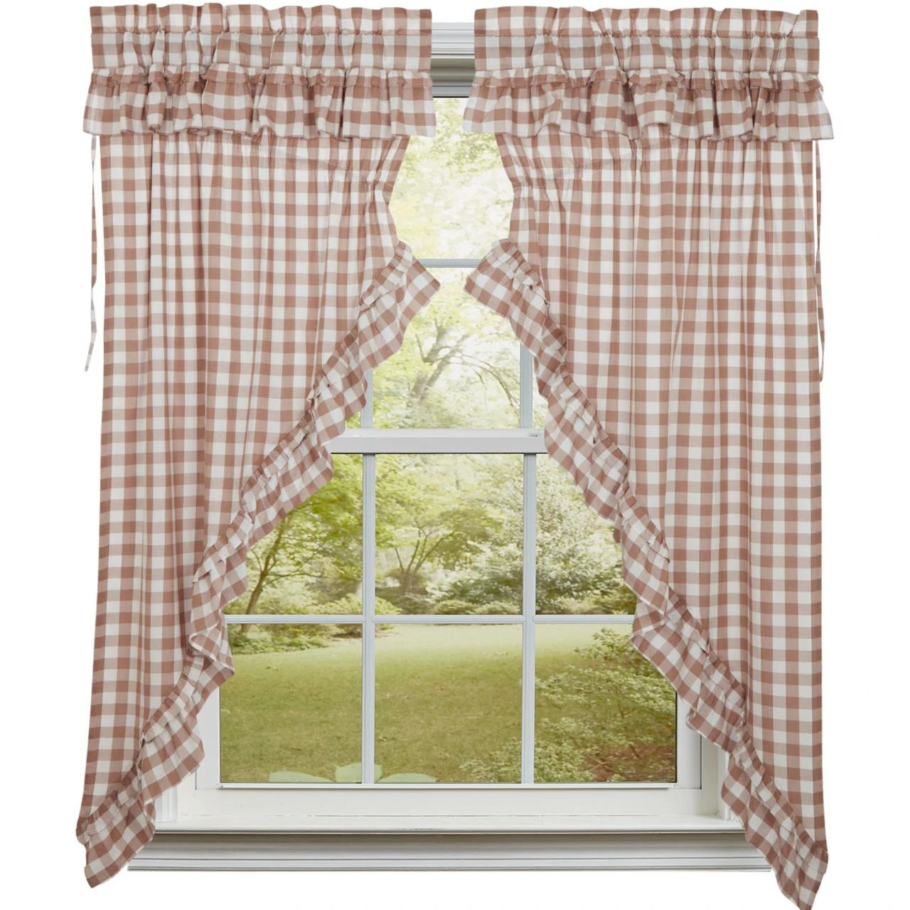 Annie Buffalo Check Portabella Prairie Gathered Curtains - Ruffled 72x63 1 Annie Buffalo Check Portabella Prairie Gathered Curtains - Ruffled 72x63