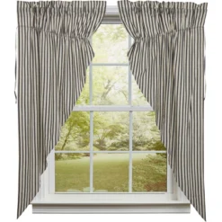 Ashmont Ticking Stripe Prairie Gathered Curtains - 72x63