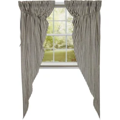 Ashmont Ticking Stripe Prairie Gathered Curtains - 72x84