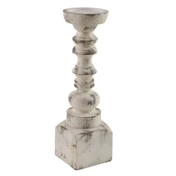 Brighton Wood Candle Holder - Whitewashed 15"