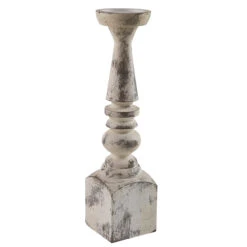 Brighton Wood Candle Holder - Whitewashed 18"