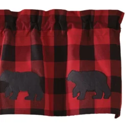 Buffalo Check Bear Applique Valance - 60x14