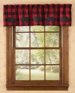 Buffalo Check Bear Applique Valance - 60x14 -Beautiful Decoration Buffalo Check Bear Applique Valance 60x14 400000680477 image3 06493.1685639423