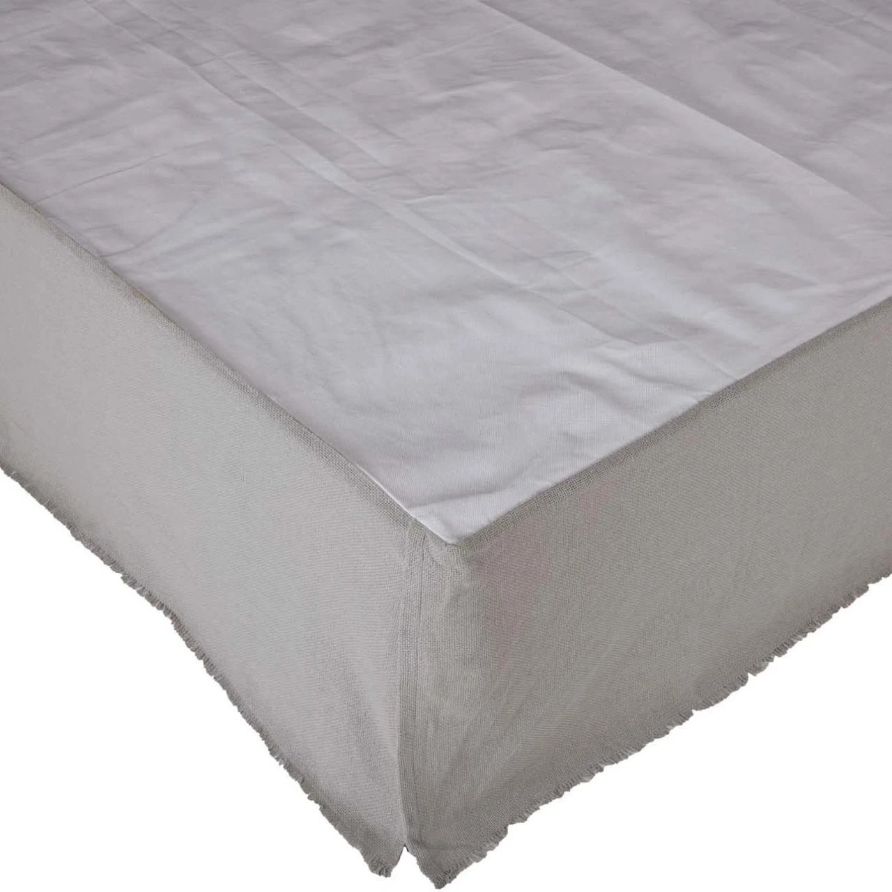 Burlap Dove Grey Fringed Bed Skirt 2 Burlap Dove Grey Fringed Bed Skirt - Image 2