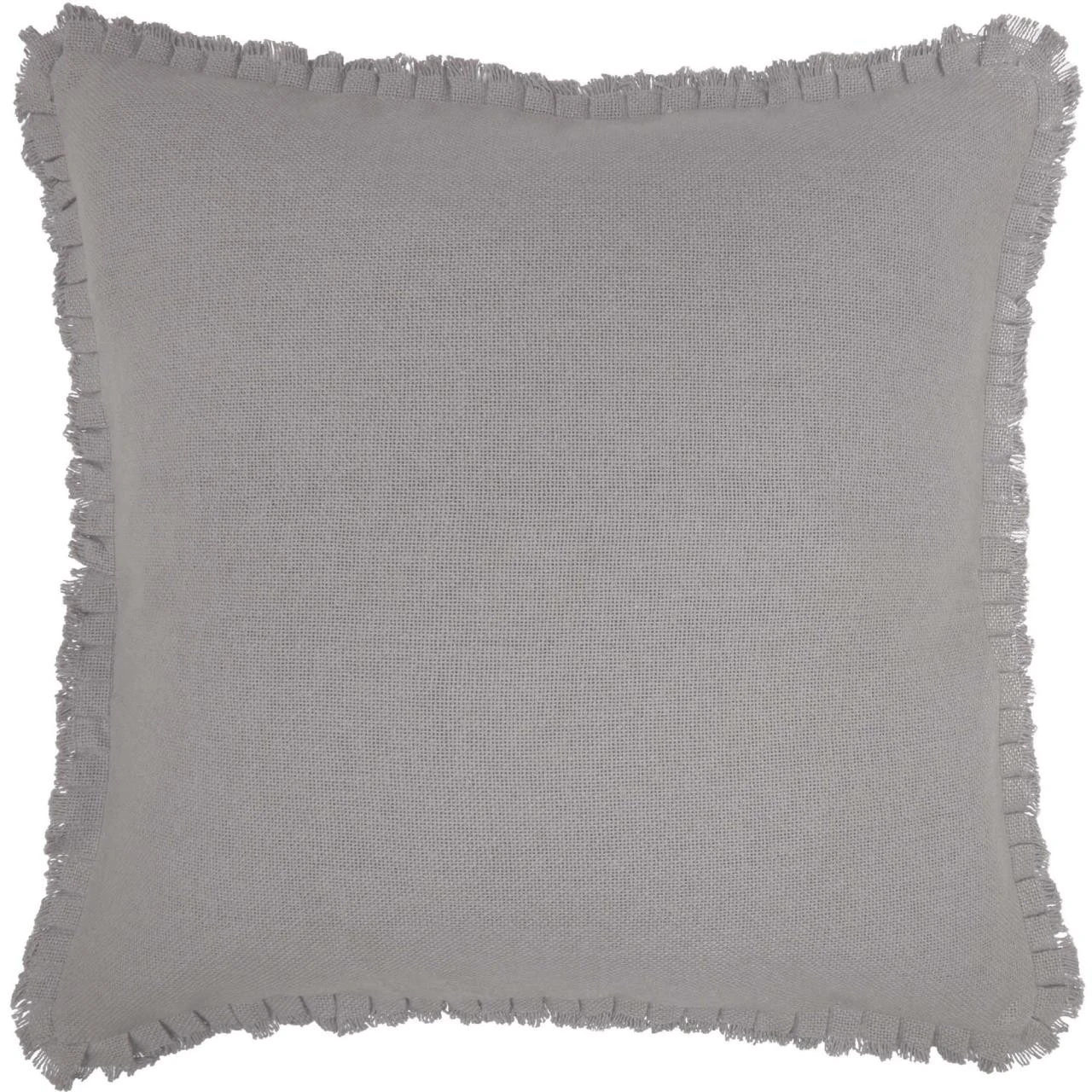 Burlap Dove Grey Fringed Ruffle Pillow Sham - Euro Fabric 1 Burlap Dove Grey Fringed Ruffle Pillow Sham - Euro Fabric