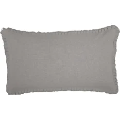 Burlap Dove Grey Fringed Ruffle Pillow Sham - King