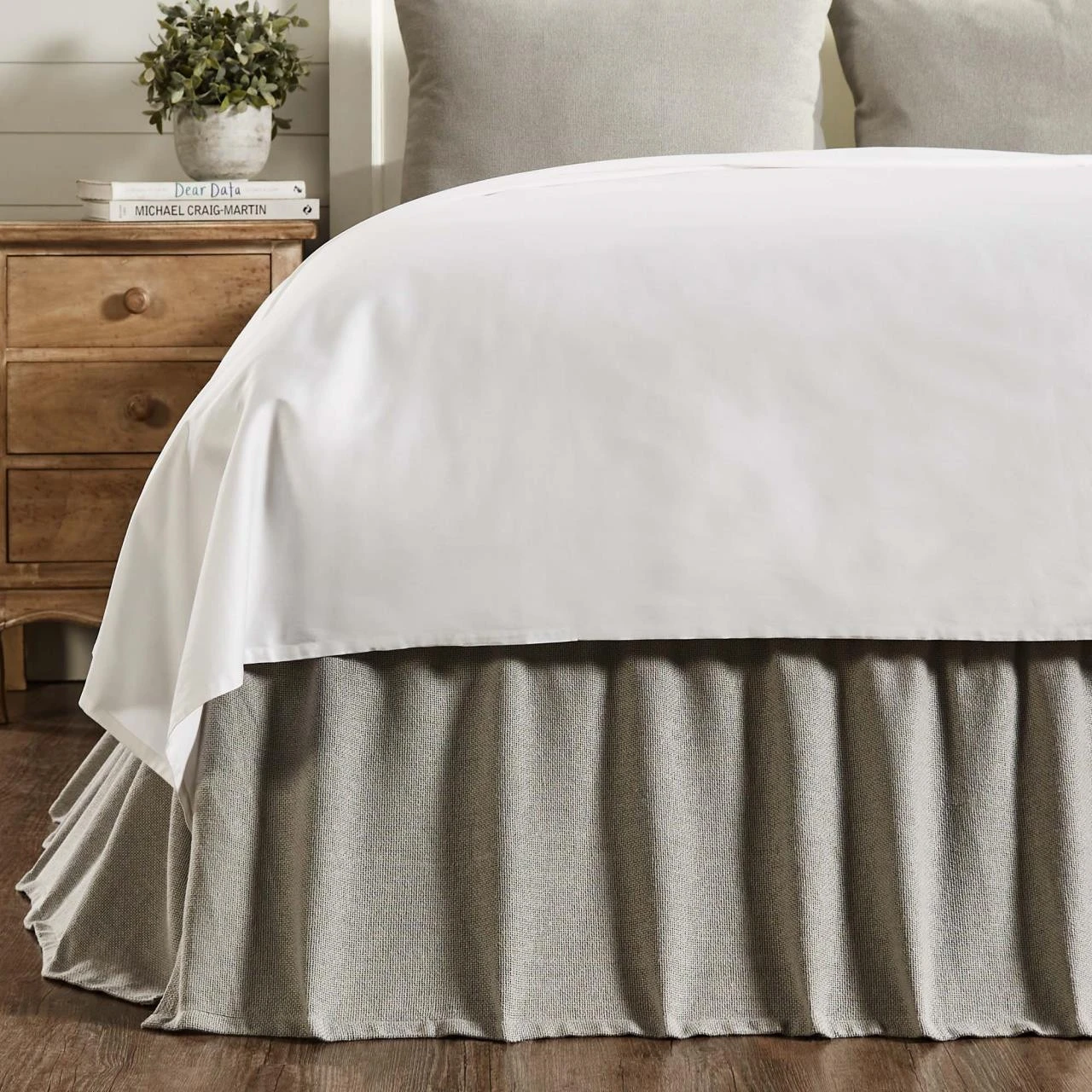 Burlap Dove Grey Ruffled Bed Skirt 1 Burlap Dove Grey Ruffled Bed Skirt