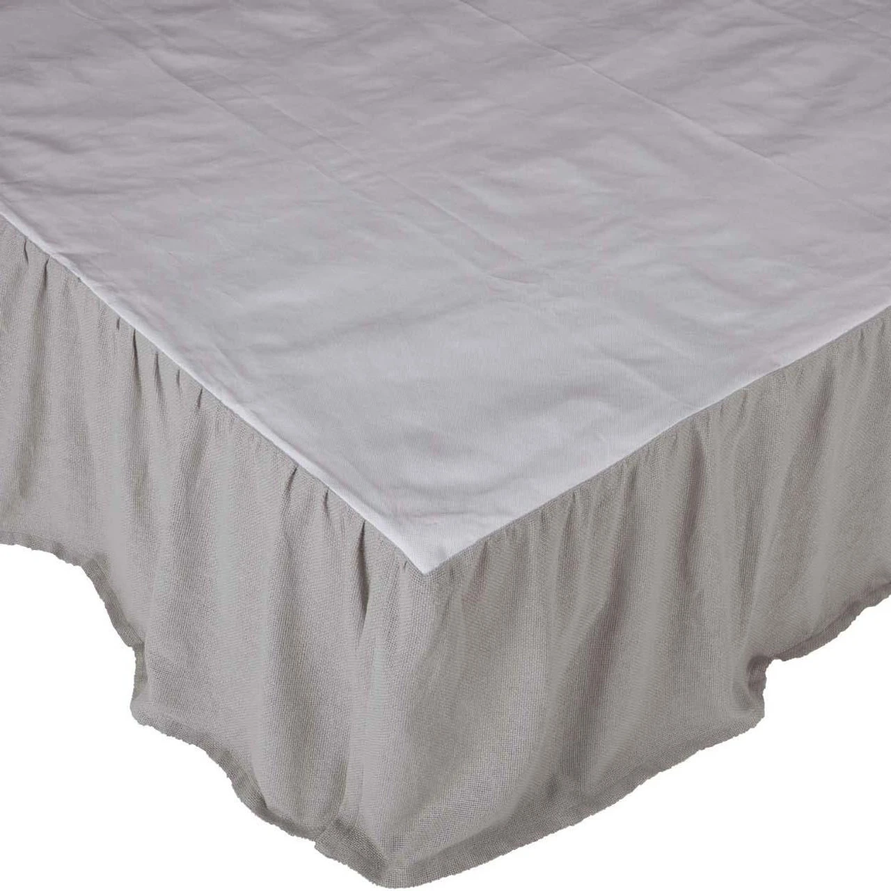 Burlap Dove Grey Ruffled Bed Skirt 2 Burlap Dove Grey Ruffled Bed Skirt - Image 2