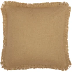 Burlap Natural Fringed Ruffle Pillow - 18x18