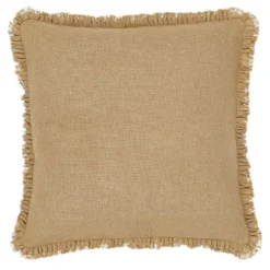 Burlap Natural Fringed Ruffle Pillow Sham - Euro Fabric