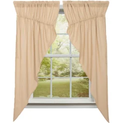 Burlap Vintage Prairie Gathered Curtains - 72x63