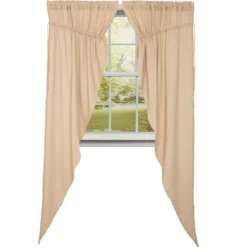 Burlap Vintage Prairie Gathered Curtains - 72x84