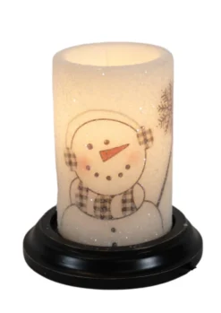 Candle Sleeve - Frosty Snowman With Black And White Check