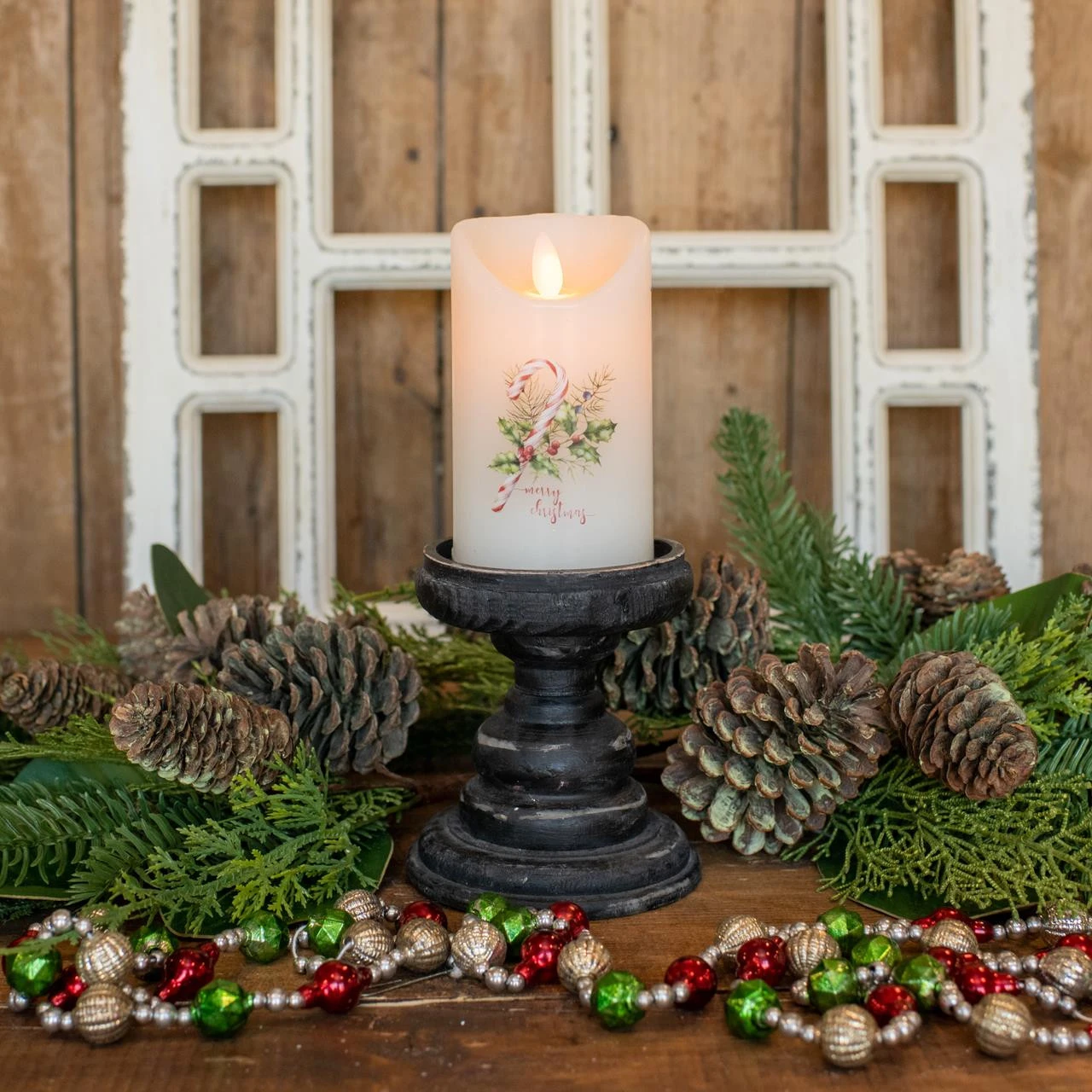 Candy Cane Timer Candle - 3x5 Pillar 1 Candy Cane Timer Candle - 3x5 Pillar