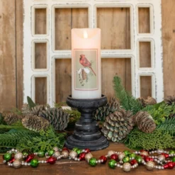 Christmas Cardinal Timer Candle - 3x7 Pillar