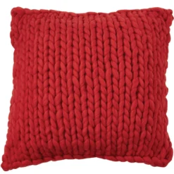 Chunky Knit Pillow - Red 18"