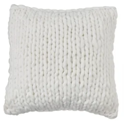 Chunky Knit Pillow - White 18"