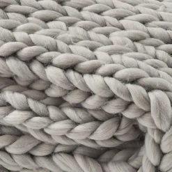 Chunky Knit Throw - Fog -Beautiful Decoration Chunky Knit Throw Fog 762242033023 image3 55844.1667560169