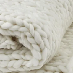Chunky Knit Throw - White -Beautiful Decoration Chunky Knit Throw White 762242033054 image3 57301.1667560188