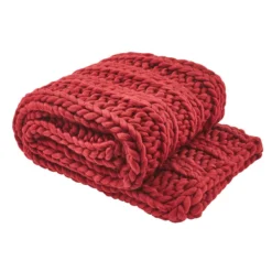 Chunky Ribbed Throw - Garnet