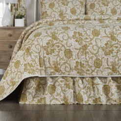Dorset Gold Floral Bed Skirt