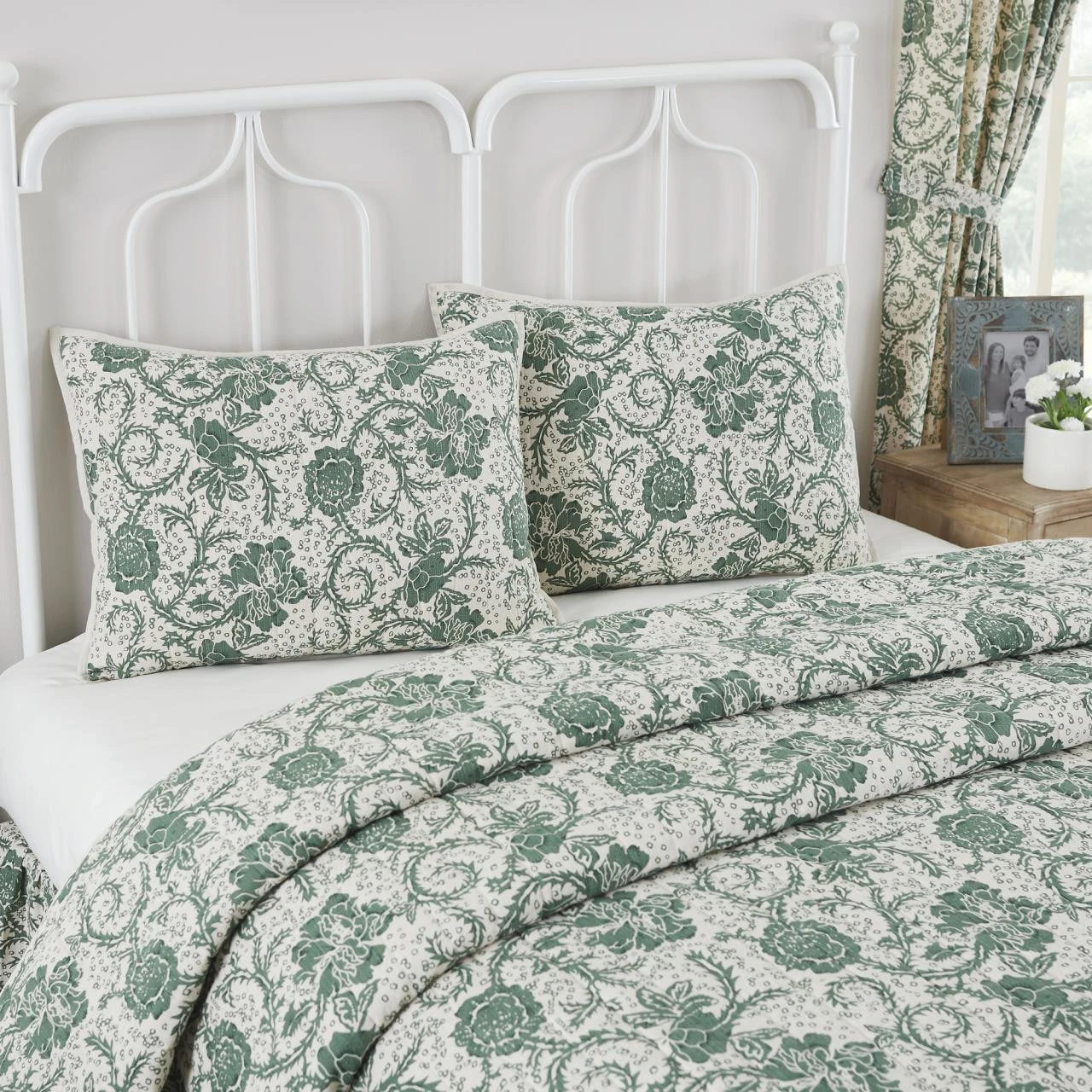 Dorset Green Floral Pillow Sham - Standard 2 Dorset Green Floral Pillow Sham - Standard - Image 2