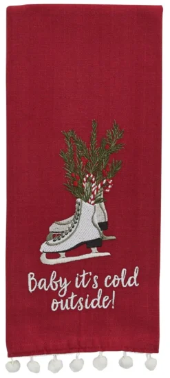 Embroidered Baby's It's Cold Dishtowels - Set Of 2