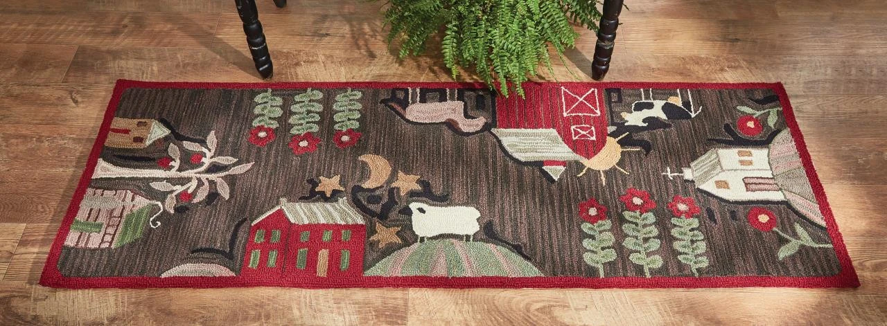 Farm Life Hooked Rug Runner - 2'x6' 1 Farm Life Hooked Rug Runner - 2'x6'