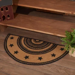 Farmhouse Jute Half Circle Stencil Stars Rug