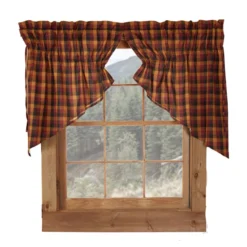 Heritage Farms Primitive Check Prairie Gathered Curtains - 72x36