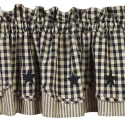 Heritage House Check Black Star Fairfield Valance - 72x15.5