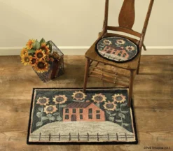 House & Sunflower Hooked Rugs