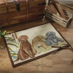 Lab Puppies Indoor/Outdoor Hooked Rug