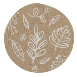 Leaf Round Trivets - Stone 8" Set Of 2