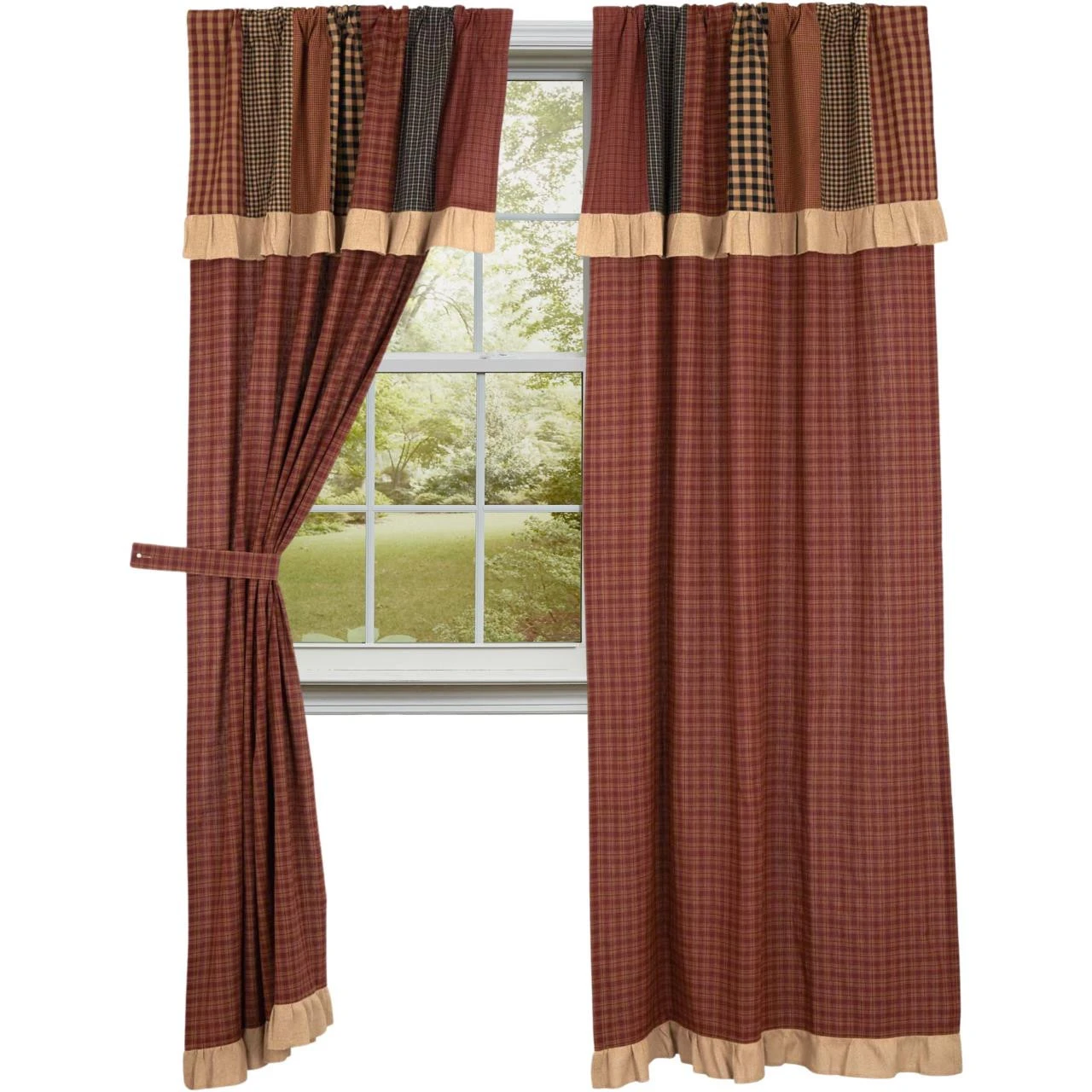 Maisie Panels With Patchwork Valance - 80x84 1 Maisie Panels With Patchwork Valance - 80x84