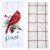 Poinsettia Pine Dishtowels - Cardinal Set Of 2