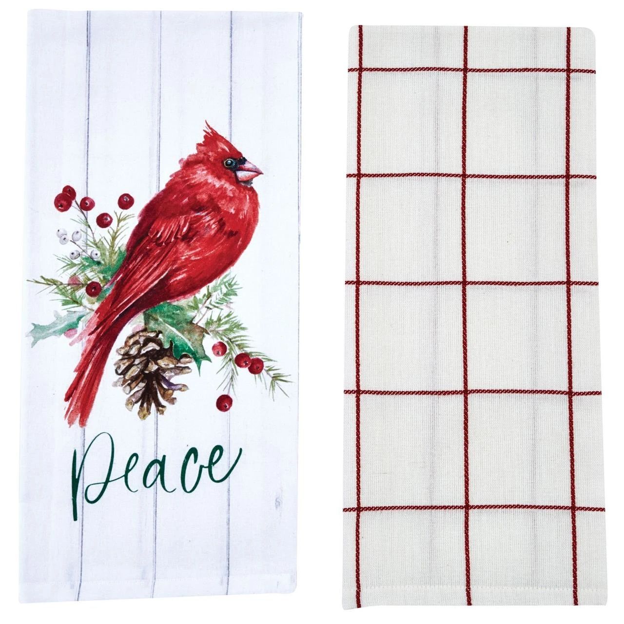 Poinsettia Pine Dishtowels - Cardinal Set Of 2 1 Poinsettia Pine Dishtowels - Cardinal Set Of 2