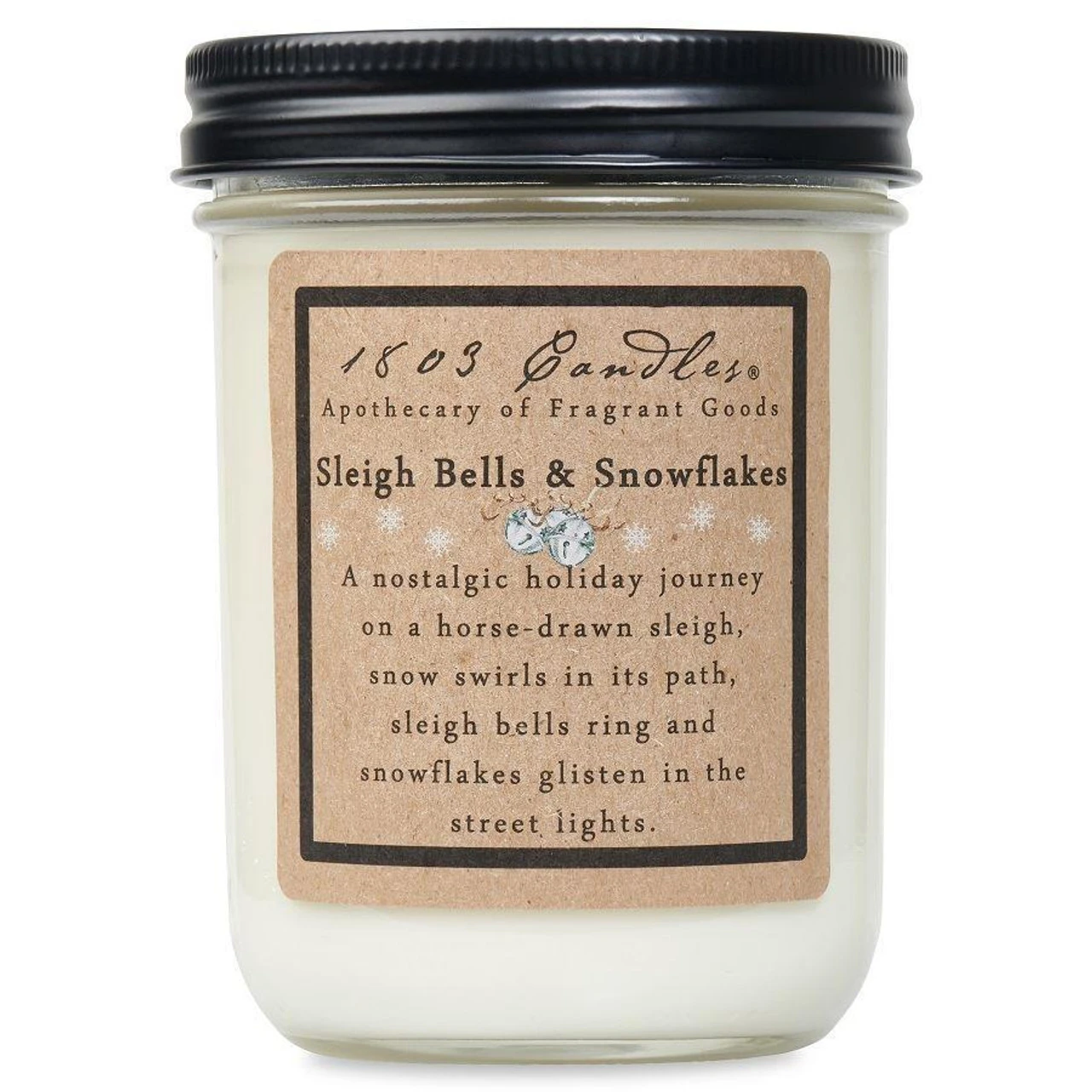 Primitive 1803 Candle - Sleighbells & Snowflakes 1 Primitive 1803 Candle - Sleighbells & Snowflakes