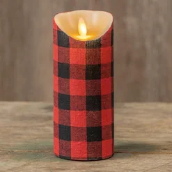 Red & Black Buffalo Check Candle - 3x7 With Timer