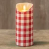 Red & White Gingham Timer Candle - 3x7 Pillar